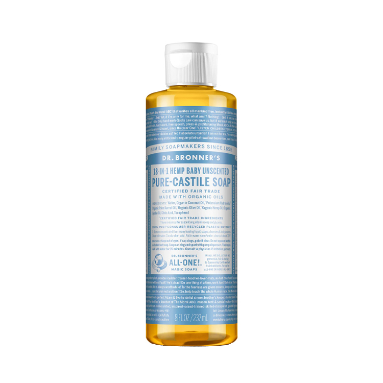 Dr Bronners Baby Mild Unscented Castile Liquid Soap 237ml